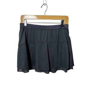Athleta Skirt with Liner shorts drawstring Gray mesh layer Size Large